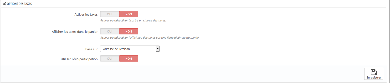 Désactiver les taxes dans Prestashop