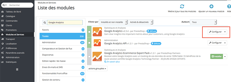 Installer et Paramétrer Google Analytics sur Prestashop