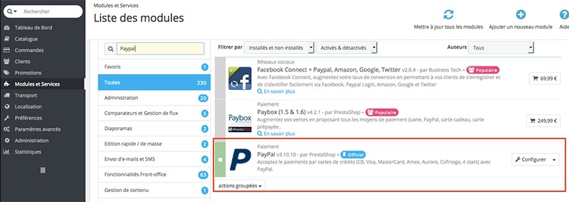 Comment relier Paypal à Prestashop 