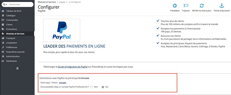 Comment relier Paypal à Prestashop 