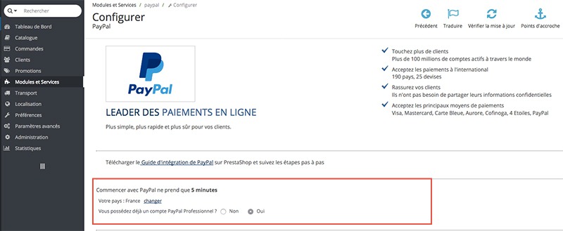 Comment relier Paypal à Prestashop 