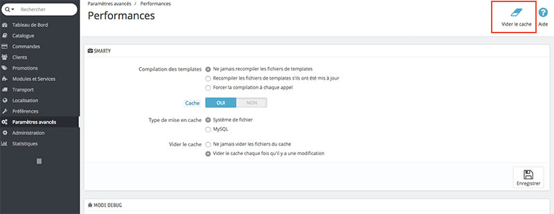 Nettoyer le cache de Prestashop
