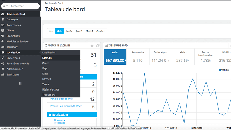 Comment paramétrer une langue dans Prestashop
