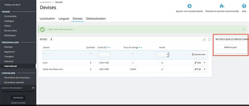 Comment paramétrer la devise dans Prestashop 1.6 & 1.7
