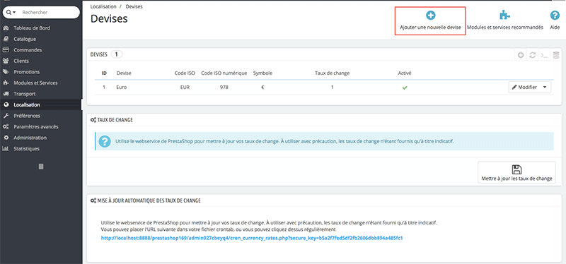 Comment paramétrer la devise dans Prestashop 1.6 & 1.7